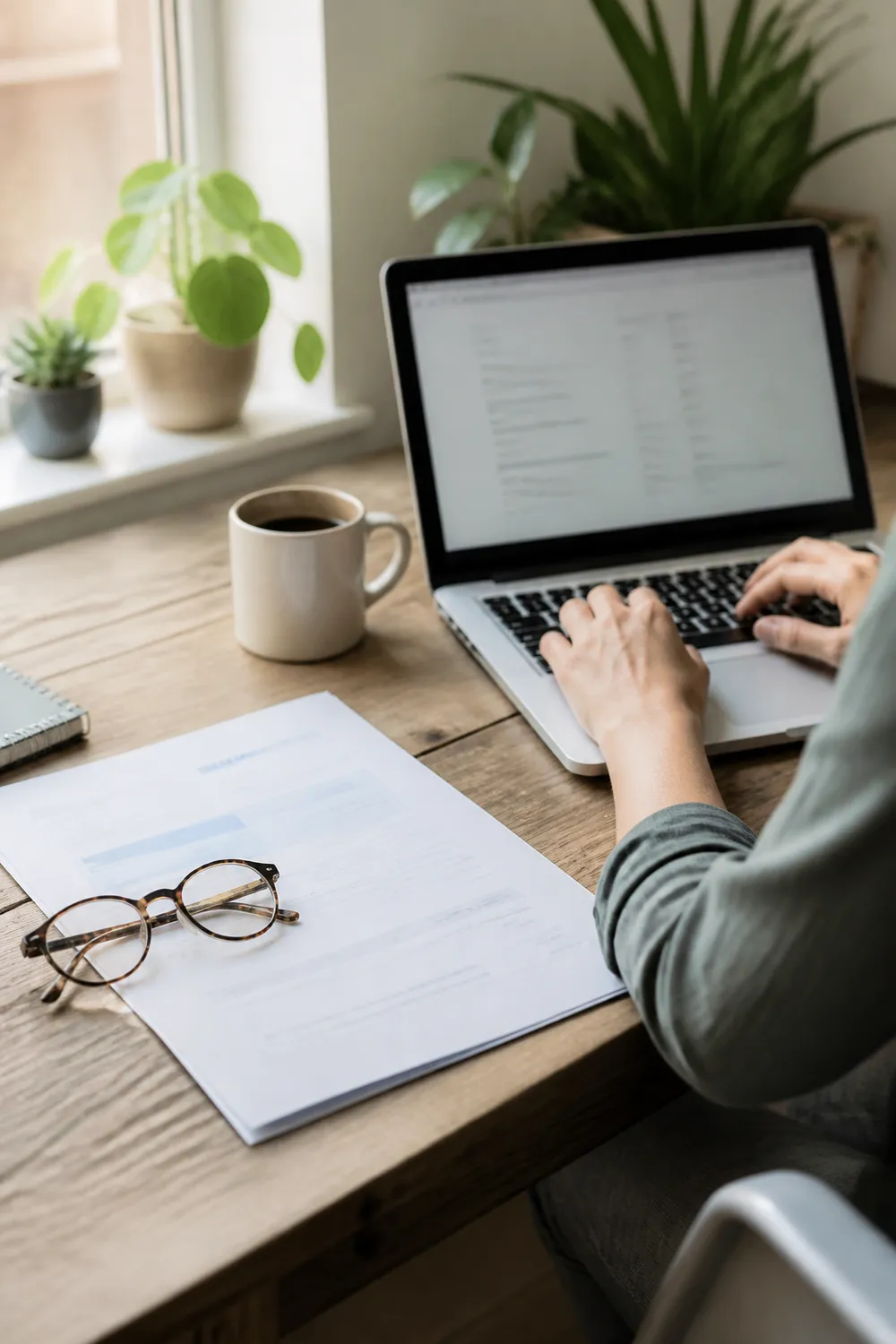 Freelancer reviewing overdue invoices on a laptop at a desk